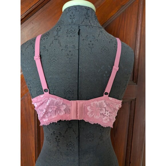 Victorias Secret Pink Lace Unlined Demi Underwire Bra Size 36D - Picture 5 of 6